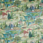 Osborne & Little LODHI VELVET F7890-02 Pale mint background with emerald green, azure blue and magenta det...