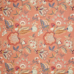 Osborne & Little SAMODE F7893-01 Terracotta coral with navy blue and cream floral accents