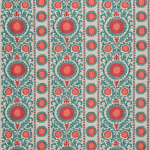 Osborne & Little SAMRINA F7895-01 Coral red and teal green with cream background