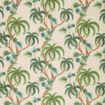 Osborne & Little SHALIMAR F7896-02 Soft sage green, teal blue and brown on beige background