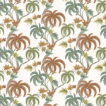 Osborne & Little SHALIMAR F7896-03 Copper brown, sage green and olive on white background