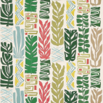 Osborne & Little TOTEM F7950-02 Forest green, coral pink, duckegg blue and olive on cream