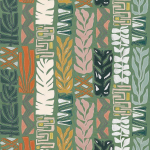 Osborne & Little TOTEM F7950-03 Forest green, terracotta orange, blush pink and white on sage