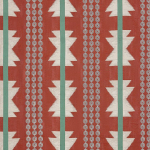 Osborne & Little CHIMAYO F7954-01 Terracotta red with sage green and cream accents