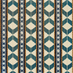 Osborne & Little CORNARO F7990-02 Teal blue, navy and amber gold with cream background