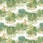 Osborne & Little MONTEVERDE F8021-01 Verdant green, golden yellow and cream white landscape tones