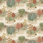 Osborne & Little MONTEVERDE F8021-02 Terracotta red, sage green and beige with yellow accents
