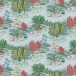 Osborne & Little MONTEVERDE F8021-03 Soft blue, coral pink and moss green landscape