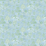 Osborne & Little KARUNA F8023-02 Powder blue background with mint green decorative elements