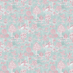 Osborne & Little KARUNA F8023-05 Soft duck egg blue background with delicate pink patterns
