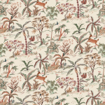 Osborne & Little SALENTO F8024-01 Cream background with green, terracotta and russet brown accents