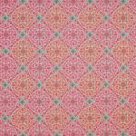 Nina Campbell LA MOULADE NCF4280-01 Vibrant coral, pink and sage green on cream background