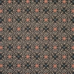 Nina Campbell LA MOULADE NCF4280-02 Deep charcoal, salmon pink and teal blue accents