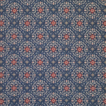 Nina Campbell LA MOULADE NCF4280-06 Navy blue, cream and brick red with grey accents