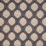 Nina Campbell MARGUERITE NCF4294-05 Charcoal grey with cream motifs and rust brown outlines