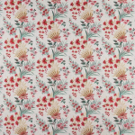 Nina Campbell MICHELHAM NCF4362-02 Vibrant coral reds, teal green and beige on cream background