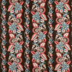 Nina Campbell ASHDOWN STRIPE NCF4363-04 Coral pink, turquoise blue and cream on chocolate brown background