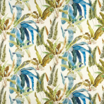 Nina Campbell BENMORE NCF4365-01 Teal blue, olive green and sage on cream background