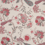 Nina Campbell PARVANI NCF4400-04 Bright red, crimson and grey-green on cream background
