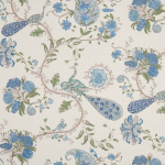 Nina Campbell PARVANI NCF4400-05 Cornflower blue, soft turquoise and sage green on cream background