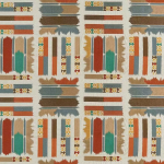 Nina Campbell MANDOVI NCF4401-01 Rusty orange, teal green and slate blue with warm brown