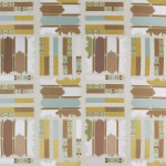 Nina Campbell MANDOVI NCF4401-02 Mustard yellow, mint green and chocolate brown on cream