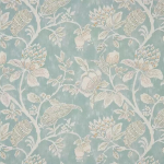 Nina Campbell PONDICHERRY NCF4402-03 Pale duck egg blue background with off-white botanical elements