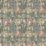 Nina Campbell HOLKAR NCF4410-01 Muted sage green with coral pink and golden beige accents