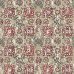 Nina Campbell HOLKAR NCF4410-03 Neutral beige background with cranberry red and sage green highlights