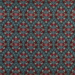 Nina Campbell RANA NCF4411-03 Teal blue and deep crimson red with cream highlights