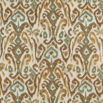 Nina Campbell PATAUDI NCF4412-01 Sage green, caramel brown and cream with golden accents