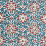 Nina Campbell ANATOLIA NCF4431-02 Teal blue with rich burgundy red and cream details