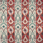 Nina Campbell KHOTAN NCF4432-01 Terracotta red, cream, and teal green with grey accents