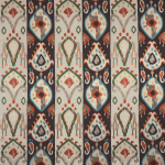 Nina Campbell KHOTAN NCF4432-02 Dark brown, cream, and turquoise with orange highlights
