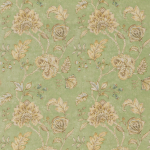 Nina Campbell SAMARRA NCF4433-03 Cream and taupe floral on sage green background