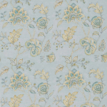 Nina Campbell SAMARRA NCF4433-04 Teal blue and cream on pale duckegg background