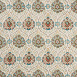 Nina Campbell TOPKAPI NCF4434-01 Cream background with teal blue, rust red and olive green accents