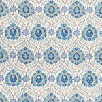 Nina Campbell TOPKAPI NCF4434-03 Cream background with navy blue, powder blue and sage green accents