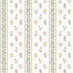 Nina Campbell PETIT DAPURI NCF4465-03 Cream background with sage green, coral and golden accents