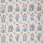 Nina Campbell DAPURI NCF4466-02 Cream background with teal blue, coral pink and magenta accents