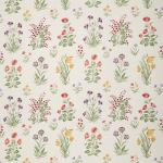 Nina Campbell DAPURI NCF4466-03 Pale cream background with sage green, coral red and violet purple