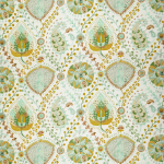 Nina Campbell MAJORELLE NCF4467-02 Mint green, yellow ochre and cream with aqua details