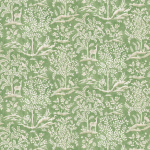 Nina Campbell FORÊT NCF4484-03 Vibrant sage green with cream coloured woodland motifs