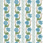 Nina Campbell CLERMONT NCF4485-01 Medium blue floral with sage green foliage on white background