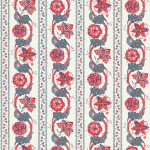 Nina Campbell CLERMONT NCF4485-03 Vibrant red and purple flowers with slate blue foliage