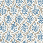 Nina Campbell BEDGEBURY NCF4534-02 French blue and taupe brown on cream background