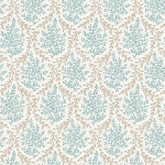 Nina Campbell BEDGEBURY NCF4534-05 Aqua blue and beige taupe on cream background