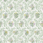 Nina Campbell HOLLINGBOURNE NCF4535-03 Cream base with sage green stems and soft yellow-lilac blooms