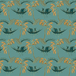Nina Campbell PEGGY NCF4550-01 Turquoise blue background with gold accents and deep teal details
