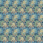 Nina Campbell SONIA NCF4551-04 Dark teal blue, sage green and brown with golden yellow accents